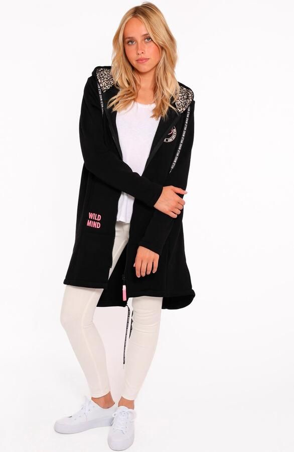 Zwillingsherz Jersey jas Wild Strong Free met capuchon zakken voor- en achterprint wild sterk vrij - Foto 6