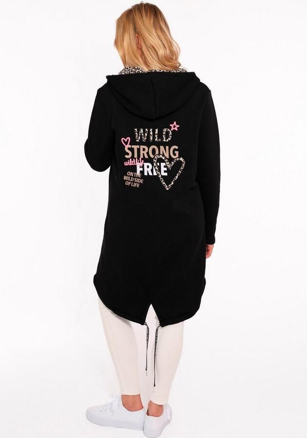 Zwillingsherz Jersey jas Wild Strong Free met capuchon zakken voor- en achterprint wild sterk vrij - Foto 2