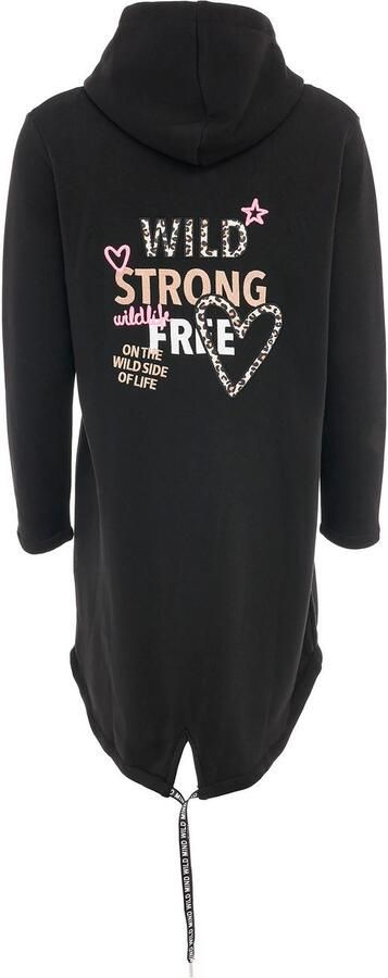 Zwillingsherz Jersey jas Wild Strong Free met capuchon zakken voor- en achterprint wild sterk vrij - Foto 5
