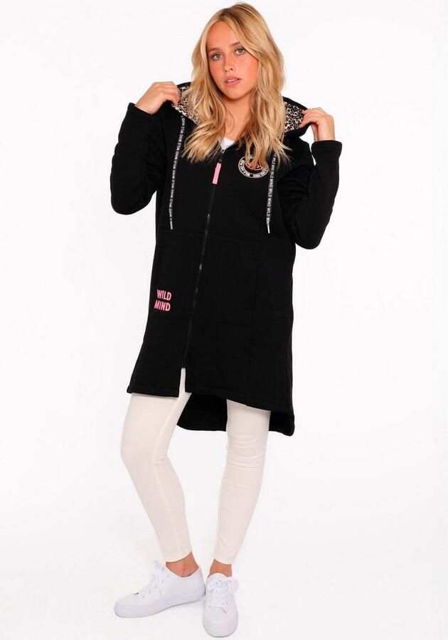 Zwillingsherz Jersey jas Wild Strong Free met capuchon zakken voor- en achterprint wild sterk vrij - Foto 3