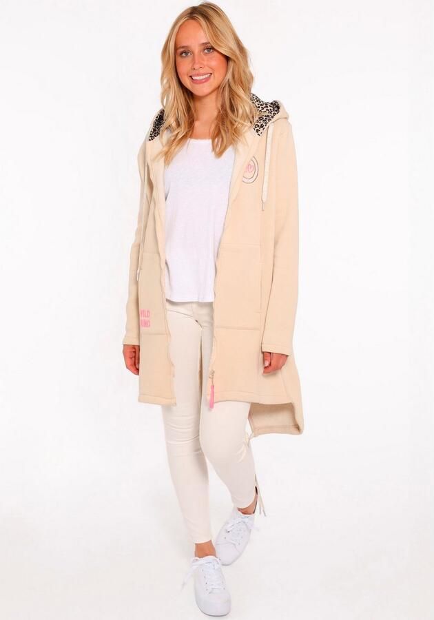 Zwillingsherz Jersey jas Wild Strong Free met capuchon zakken voor- en achterprint wild sterk vrij - Foto 3