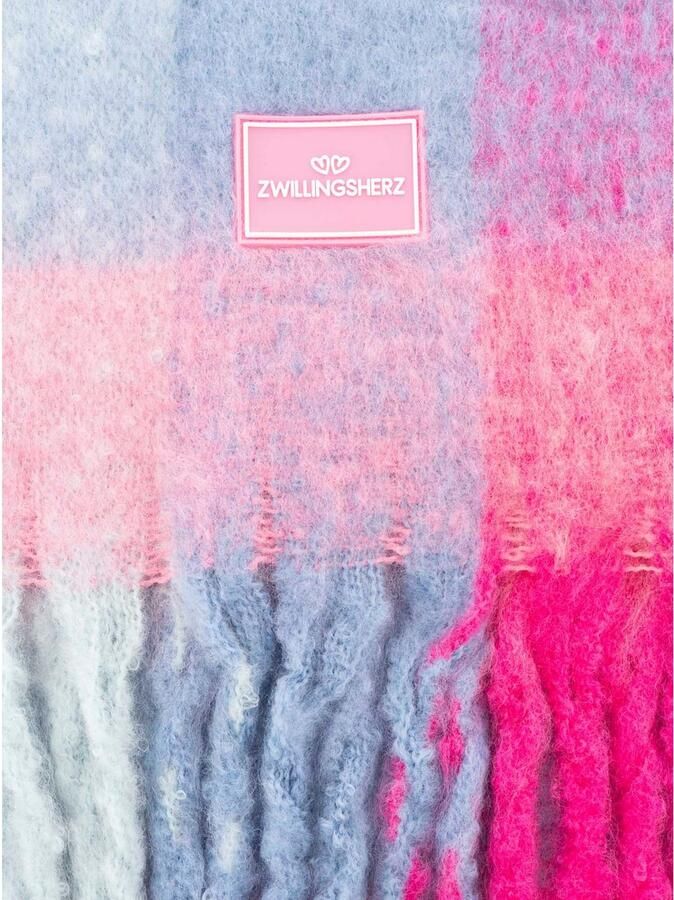 Zwillingsherz Modieuze sjaal Big Karo groot ruitpatroon franjes in frisse kleuren