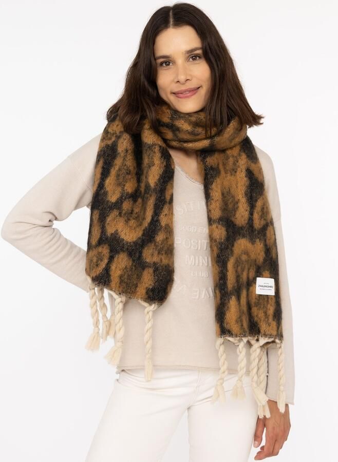 Zwillingsherz Modieuze sjaal Big Leo met modieus leopatron en franjes - Foto 3