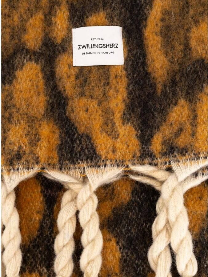 Zwillingsherz Modieuze sjaal Big Leo met modieus leopatron en franjes