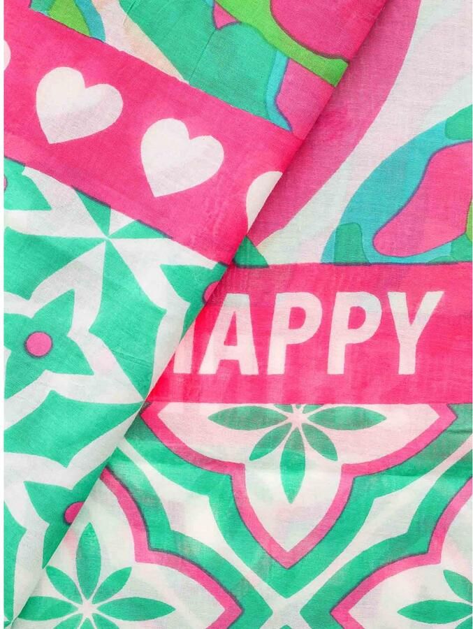 Zwillingsherz Modieuze sjaal Shine And Be Happy met bloe en patroonmix