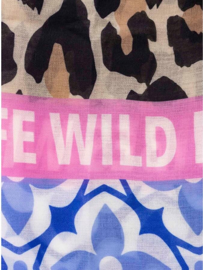 Zwillingsherz Sjaal Viscose Mix "Animal Block" Sjaal met patroonmix en opschrift