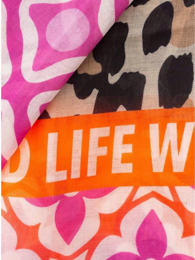 Zwillingsherz Sjaal Viscose Mix "Animal Block" Sjaal met patroonmix en opschrift