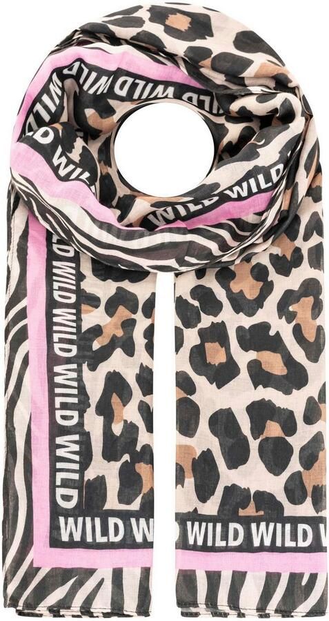 Zwillingsherz Sjaal Viscose Mix "Leo Classic" Sjaal met opschrift en trendy luipaardmotief - Foto 2