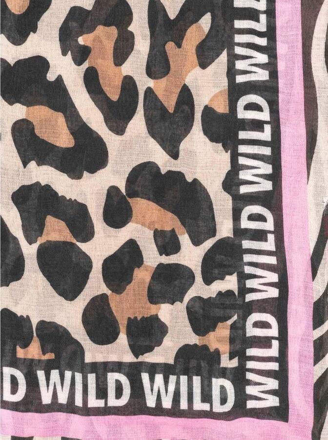 Zwillingsherz Sjaal Viscose Mix "Leo Classic" Sjaal met opschrift en trendy luipaardmotief