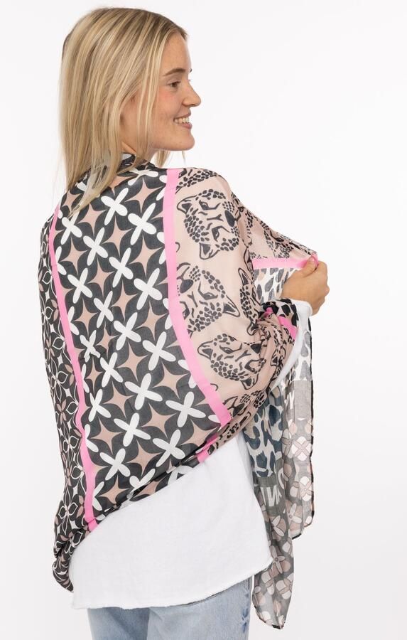 Zwillingsherz Sjaal Viscose Mix "Leo Mix" met modern luipaardmotief en opschrift blikvanger - Foto 3