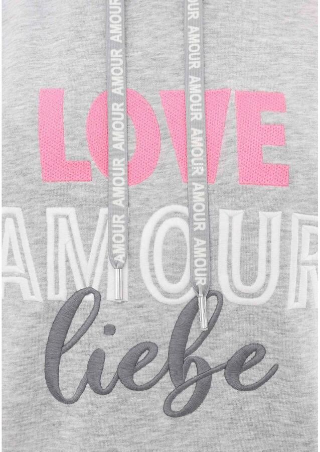 Zwillingsherz Sweatjurk Love Amour Liebe met praktische voorzakken en bedrukte koord