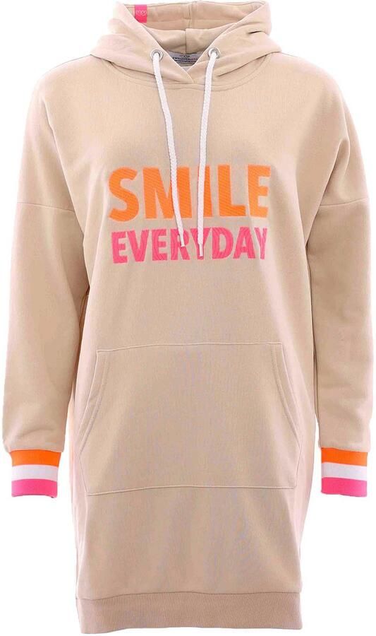 Zwillingsherz Sweatjurk met capuchon frontborduurwerk kangoeroezak neonprint regular fit - Foto 2