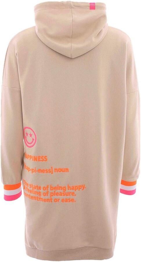 Zwillingsherz Sweatjurk met capuchon frontborduurwerk kangoeroezak neonprint regular fit
