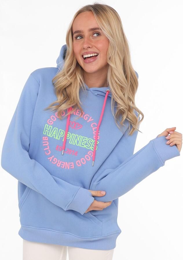 Zwillingsherz Sweatshirt geborduurde belettering capuchon lange mouw kangoeroezak trekkoord - Foto 5