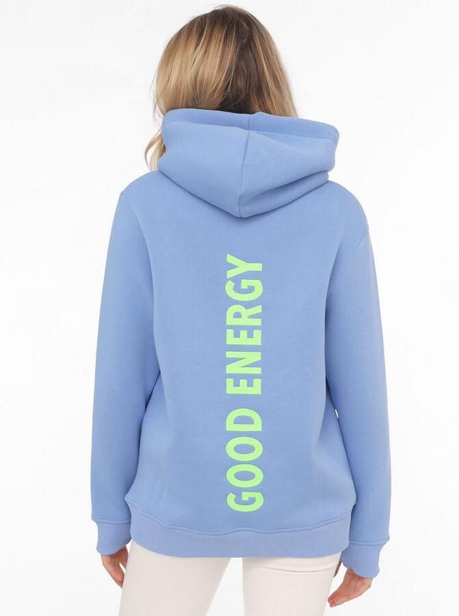 Zwillingsherz Sweatshirt geborduurde belettering capuchon lange mouw kangoeroezak trekkoord - Foto 3