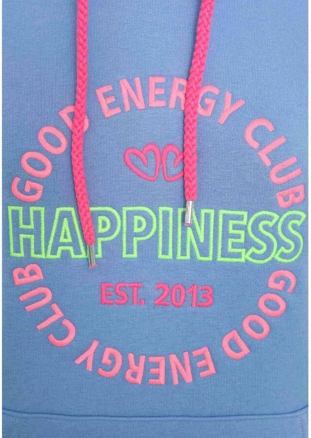 Zwillingsherz Sweatshirt geborduurde belettering capuchon lange mouw kangoeroezak trekkoord - Foto 4