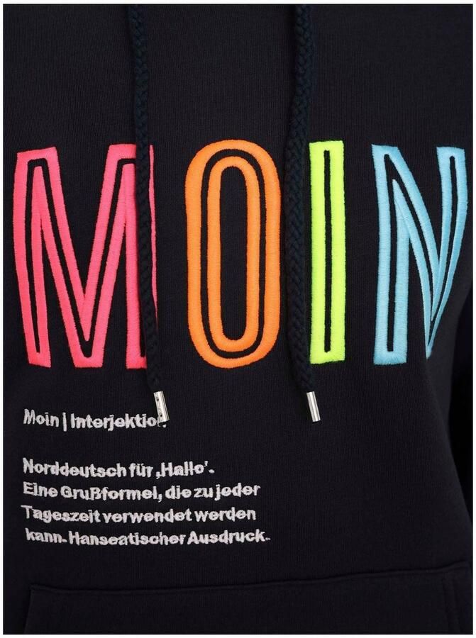 Zwillingsherz Sweatshirt geborduurde belettering capuchon lange mouw kangoeroezak trekkoord - Foto 4