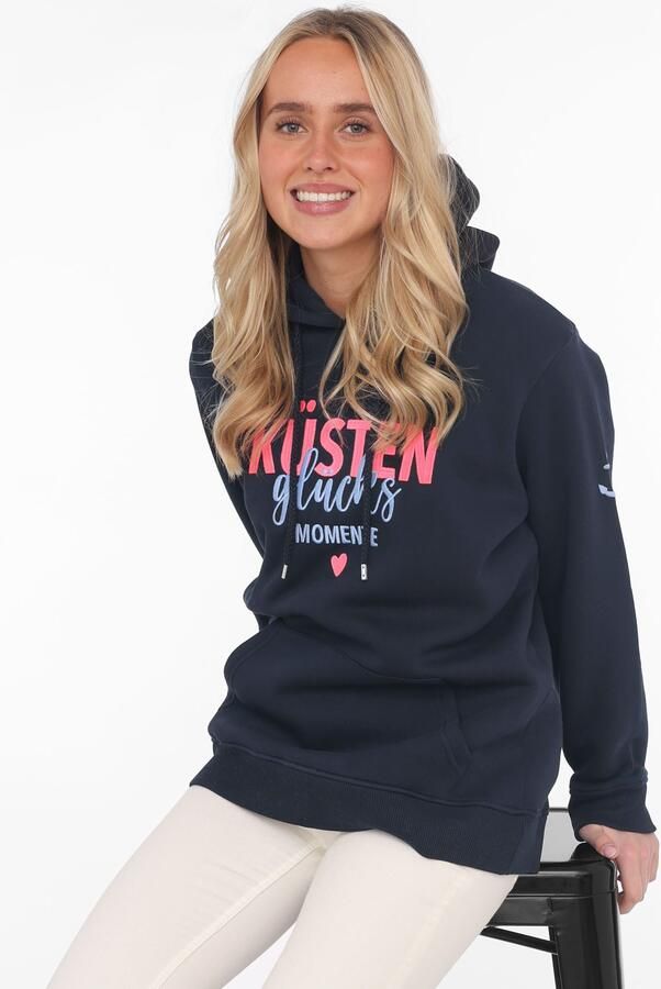 Zwillingsherz Sweatshirt geborduurde belettering voor en achter capuchon lange mouw kangoeroezak - Foto 5