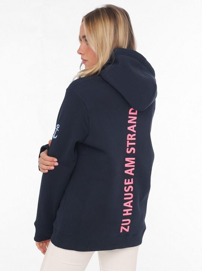 Zwillingsherz Sweatshirt geborduurde belettering voor en achter capuchon lange mouw kangoeroezak - Foto 2