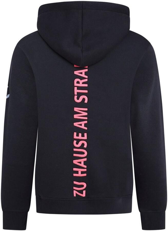 Zwillingsherz Sweatshirt geborduurde belettering voor en achter capuchon lange mouw kangoeroezak - Foto 3