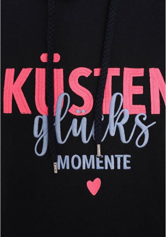 Zwillingsherz Sweatshirt geborduurde belettering voor en achter capuchon lange mouw kangoeroezak - Foto 4