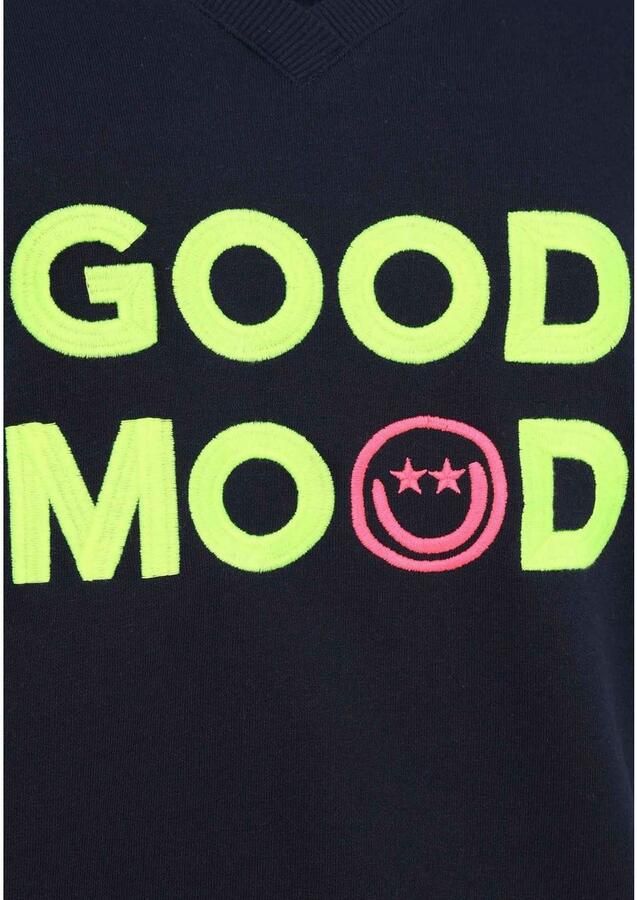 Zwillingsherz Sweatshirt Lange mouw neon-details V-hals belettering - Foto 3