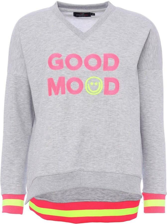 Zwillingsherz Sweatshirt Lange mouw neon-details V-hals belettering - Foto 2