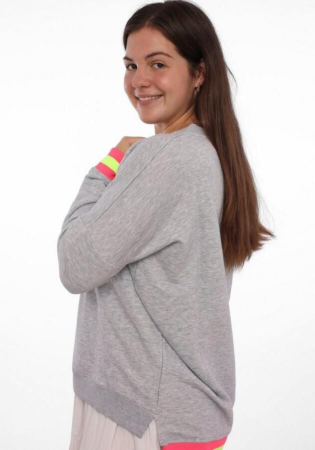 Zwillingsherz Sweatshirt Lange mouw neon-details V-hals belettering - Foto 5
