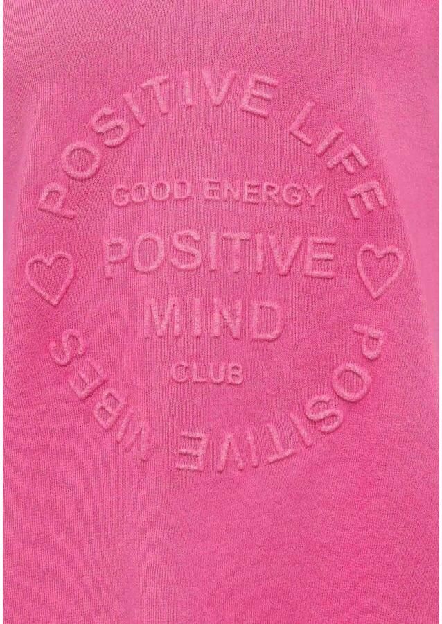 Zwillingsherz Sweatshirt Positive Mind met contrastnaad in neonkleur - Foto 4