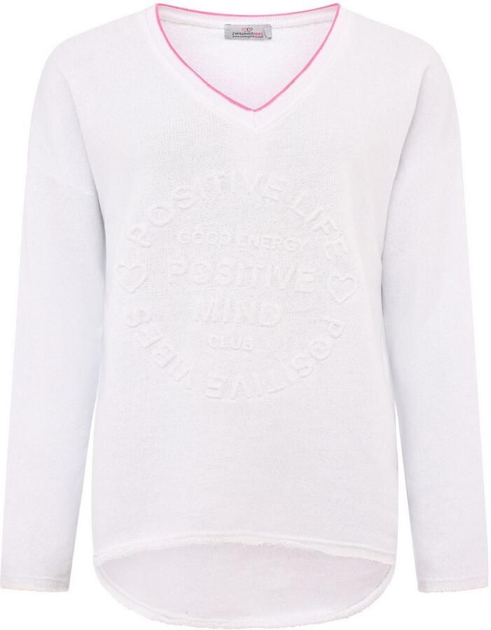 Zwillingsherz Sweatshirt Positive Mind met contrastnaad in neonkleur - Foto 2