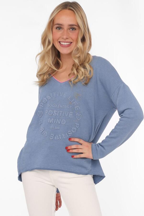 Zwillingsherz Sweatshirt Positive Mind met contrastnaad in neonkleur - Foto 5