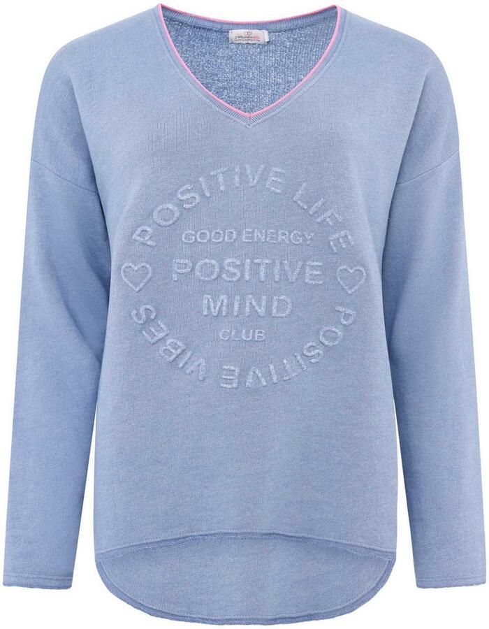 Zwillingsherz Sweatshirt Positive Mind met contrastnaad in neonkleur - Foto 2