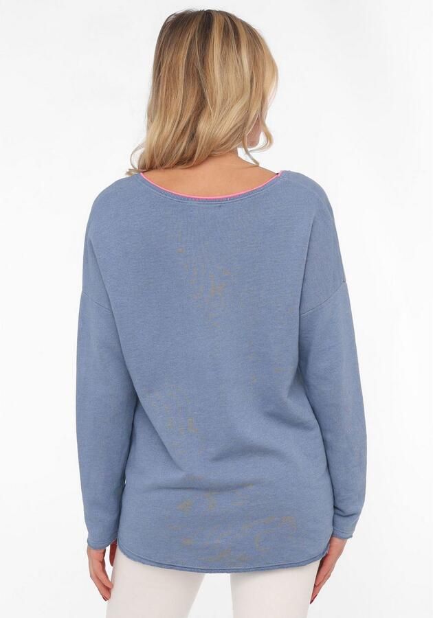 Zwillingsherz Sweatshirt Positive Mind met contrastnaad in neonkleur - Foto 4