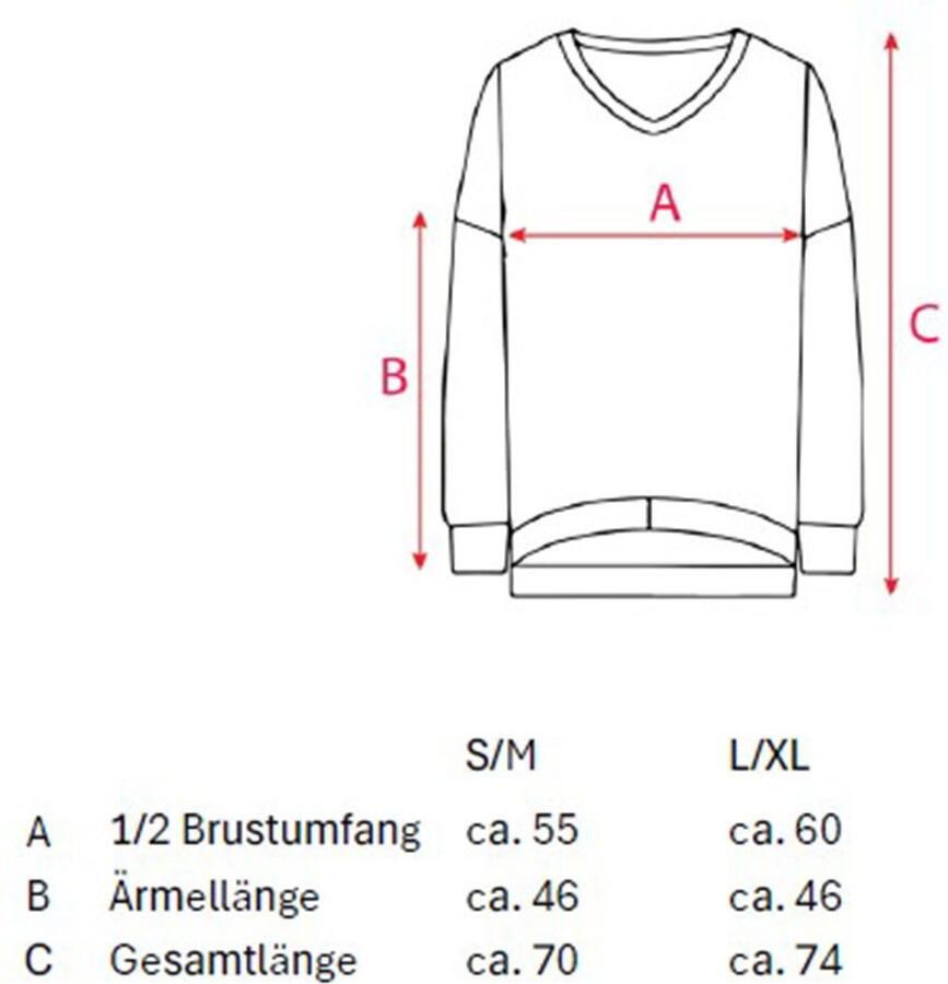 Zwillingsherz Sweatshirt Positive Mind uitgefranjerde v-hals used look lange mouw logo