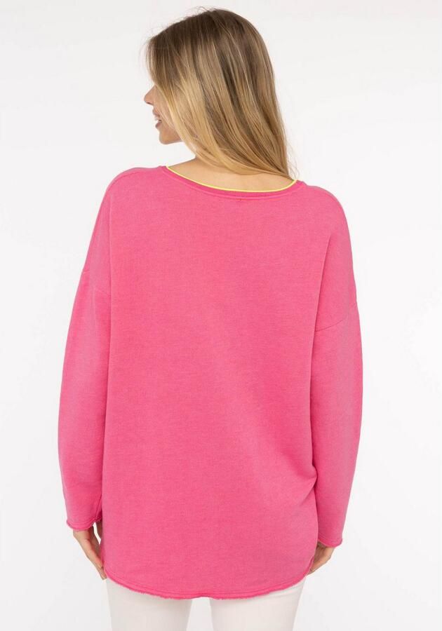 Zwillingsherz Sweatshirt Positive Mind met contrastnaad in neonkleur - Foto 3