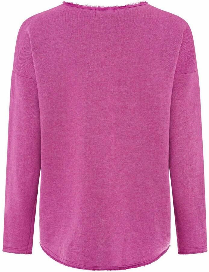 Zwillingsherz Sweatshirt Positive Mind uitgefranjerde v-hals used look lange mouw logo - Foto 2