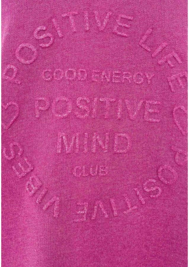 Zwillingsherz Sweatshirt Positive Mind uitgefranjerde v-hals used look lange mouw logo - Foto 3