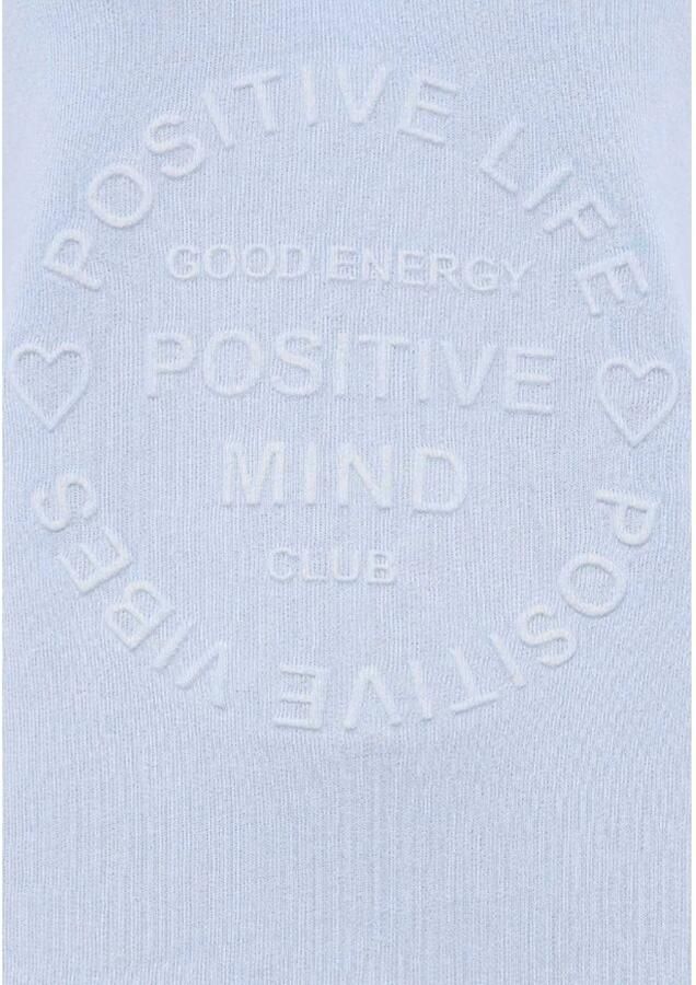 Zwillingsherz Sweatshirt Positive Mind uitgefranjerde v-hals used look lange mouw logo - Foto 3