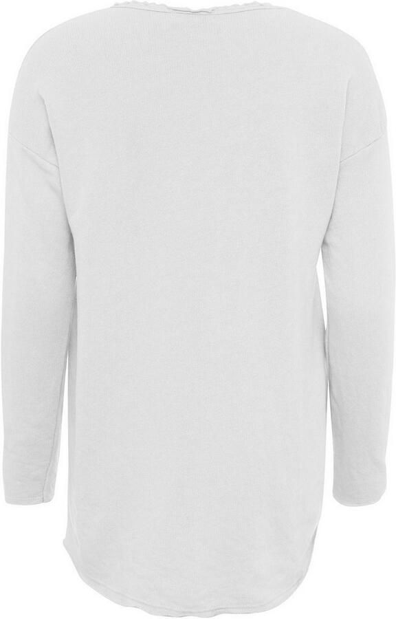 Zwillingsherz Sweatshirt Positive Mind uitgefranjerde v-hals used look lange mouw logo - Foto 5