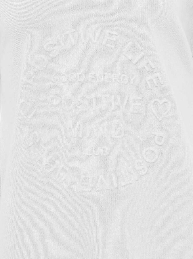 Zwillingsherz Sweatshirt Positive Mind uitgefranjerde v-hals used look lange mouw logo - Foto 4