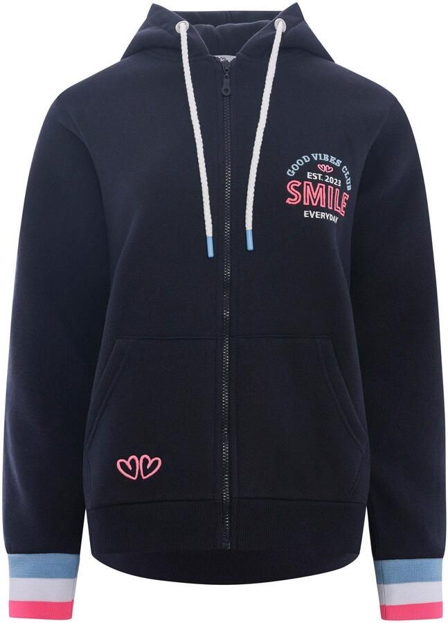 Zwillingsherz Sweatvest Capuchon lange mouw borduurwerk op de rug lange mouw ritssluiting - Foto 3