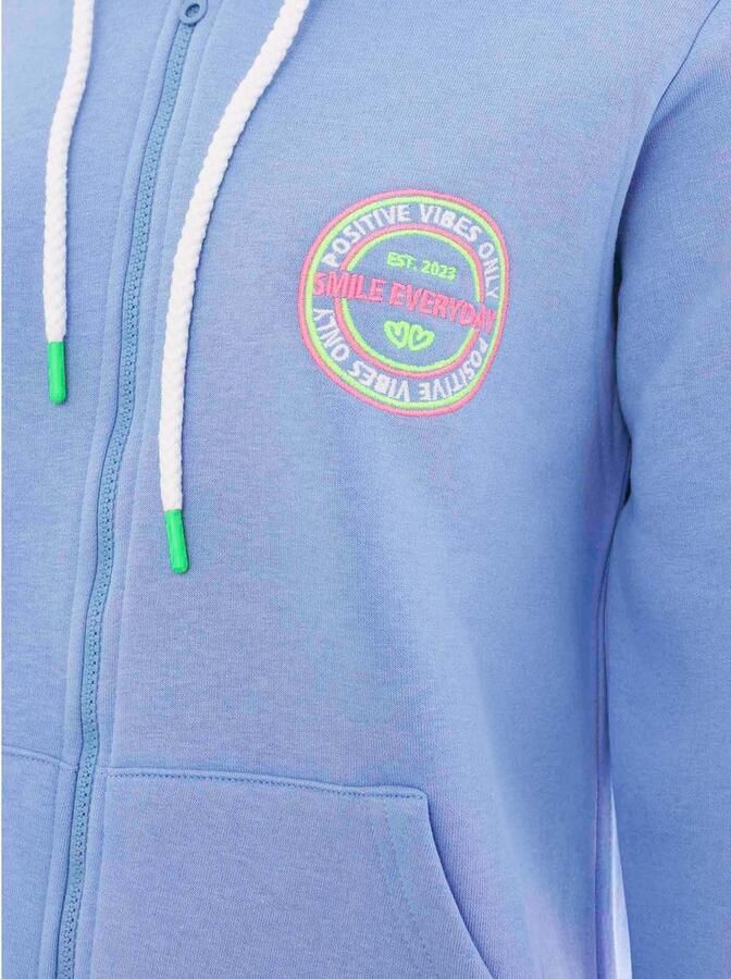 Zwillingsherz Sweatvest Capuchon regular fit lange mouw borduurwerk op de rug ritssluiting - Foto 2