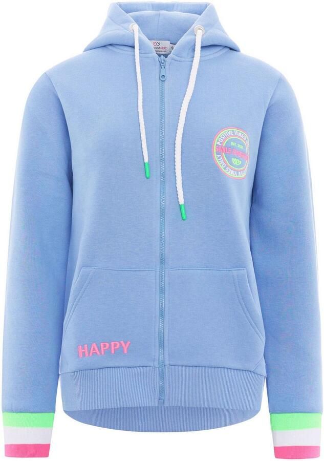 Zwillingsherz Sweatvest Capuchon regular fit lange mouw borduurwerk op de rug ritssluiting - Foto 4