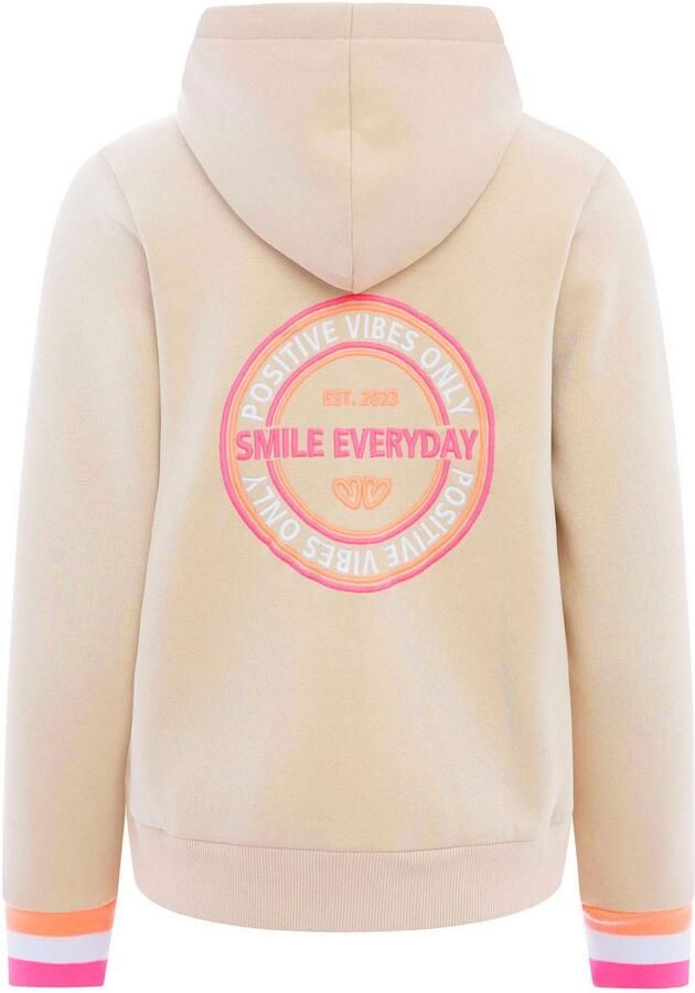 Zwillingsherz Sweatvest Capuchon regular fit lange mouw borduurwerk op de rug ritssluiting - Foto 6