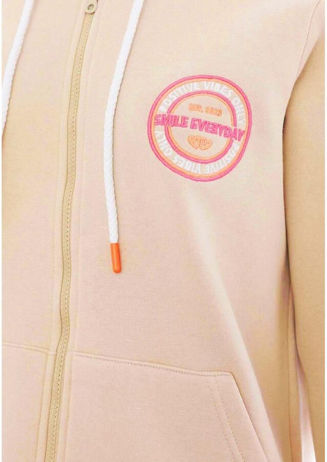 Zwillingsherz Sweatvest Capuchon regular fit lange mouw borduurwerk op de rug ritssluiting - Foto 4