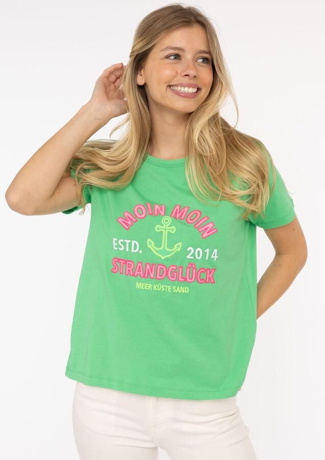 Zwillingsherz T-shirt Moin Korte mouw ronde hals borduurwerk belettering - Foto 3