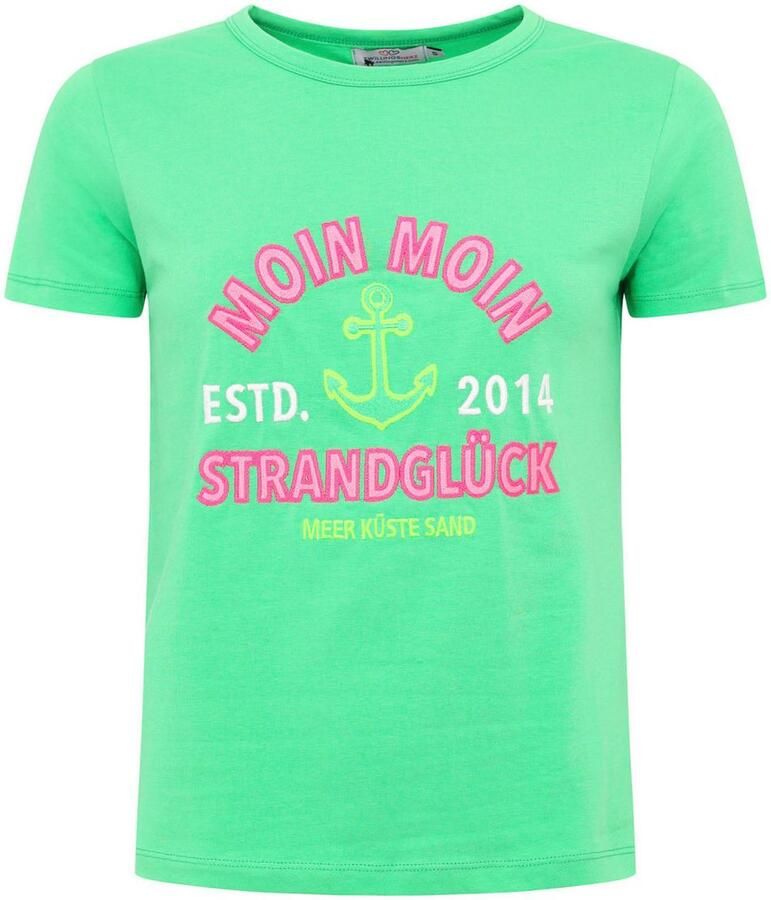 Zwillingsherz T-shirt Moin Korte mouw ronde hals borduurwerk belettering