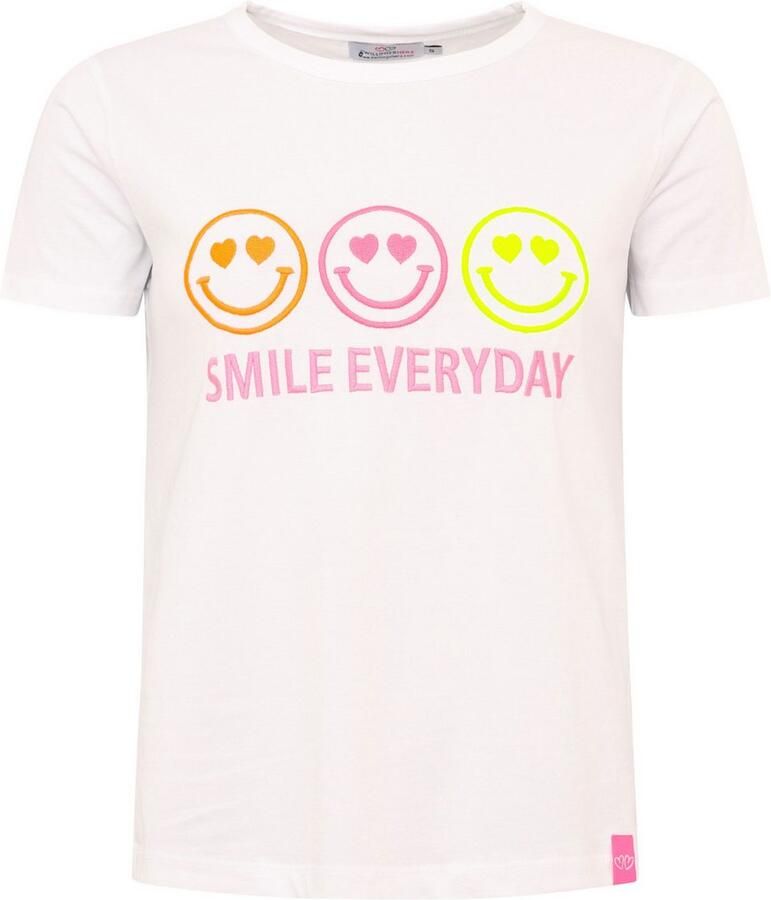 Zwillingsherz T-shirt Smile Everyday Ronde hals korte mouw Smile borduursel katoenmix
