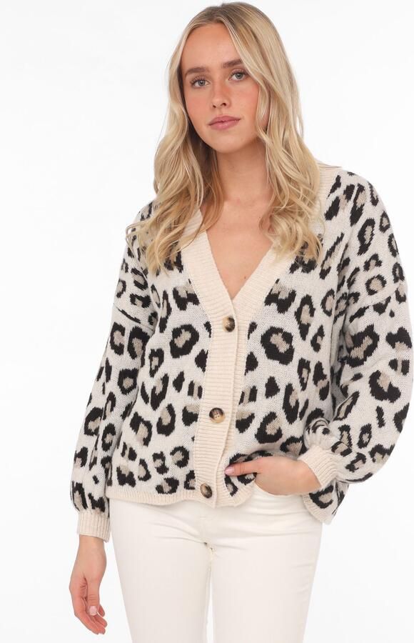 Zwillingsherz Vest Big Leo One Size dierenpatroon lange mouw knopen diepe V-hals - Foto 5