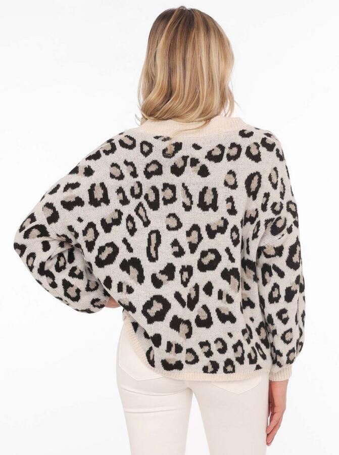 Zwillingsherz Vest Big Leo One Size dierenpatroon lange mouw knopen diepe V-hals - Foto 3